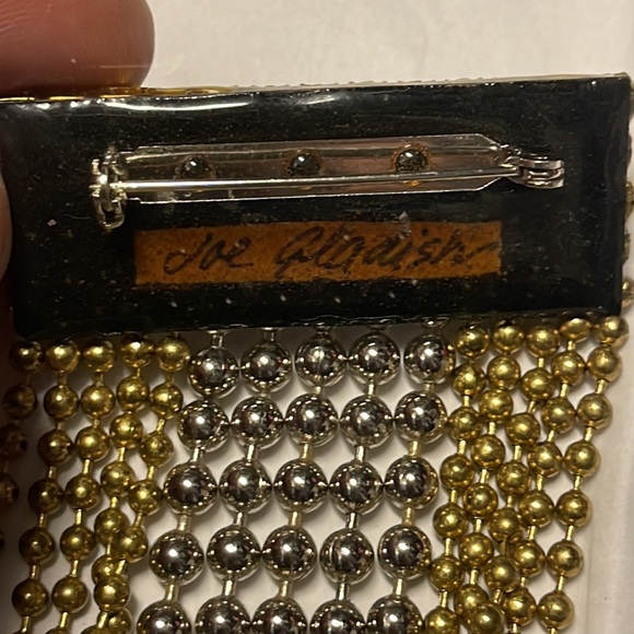 Vintage hand made Joe gladish dark blue stone and beaded pin signed - Picture 4 of 8